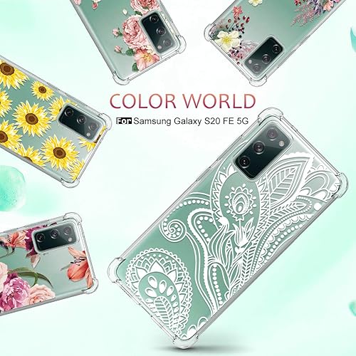 Miniatura 7 de Osophter funda flexible para Samsung Galaxy S20 FE 5G, diseño floral, para niñas y mujeres, absorción de golpes, de goma de poliuretano termoplástico