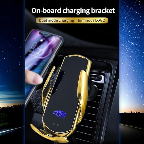 Miniatura 3 de iMODZ Cargador inalámbrico para automóvil logotipo LED, carga rápida Qi de 15 W, sujeción automática con sensor inteligente, montaje de ventilación