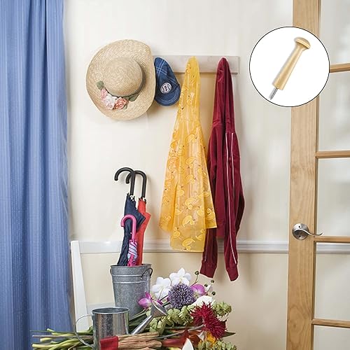 Miniatura 7 de 36 piezas de clavijas de madera con tornillo de madera de 2.95 pulgadas en clavijas cocteleras de madera sin terminar para colgar ropa, sombreros,
