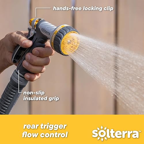 Miniatura 4 de boquilla de manguera de jardín ajustable con 8 patrones, multiestampado, Gris