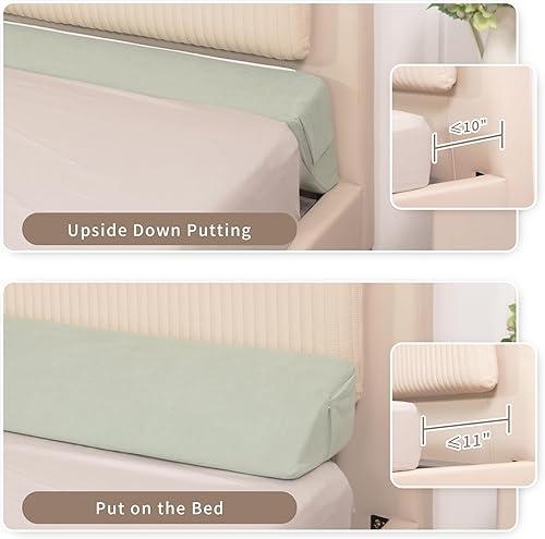 Miniatura 3 de Aurako Almohada de cuña para cama de tamaño individual, almohada para cabecero, colchón de cuña, relleno de huecos de cama, triángulo, cuñas de