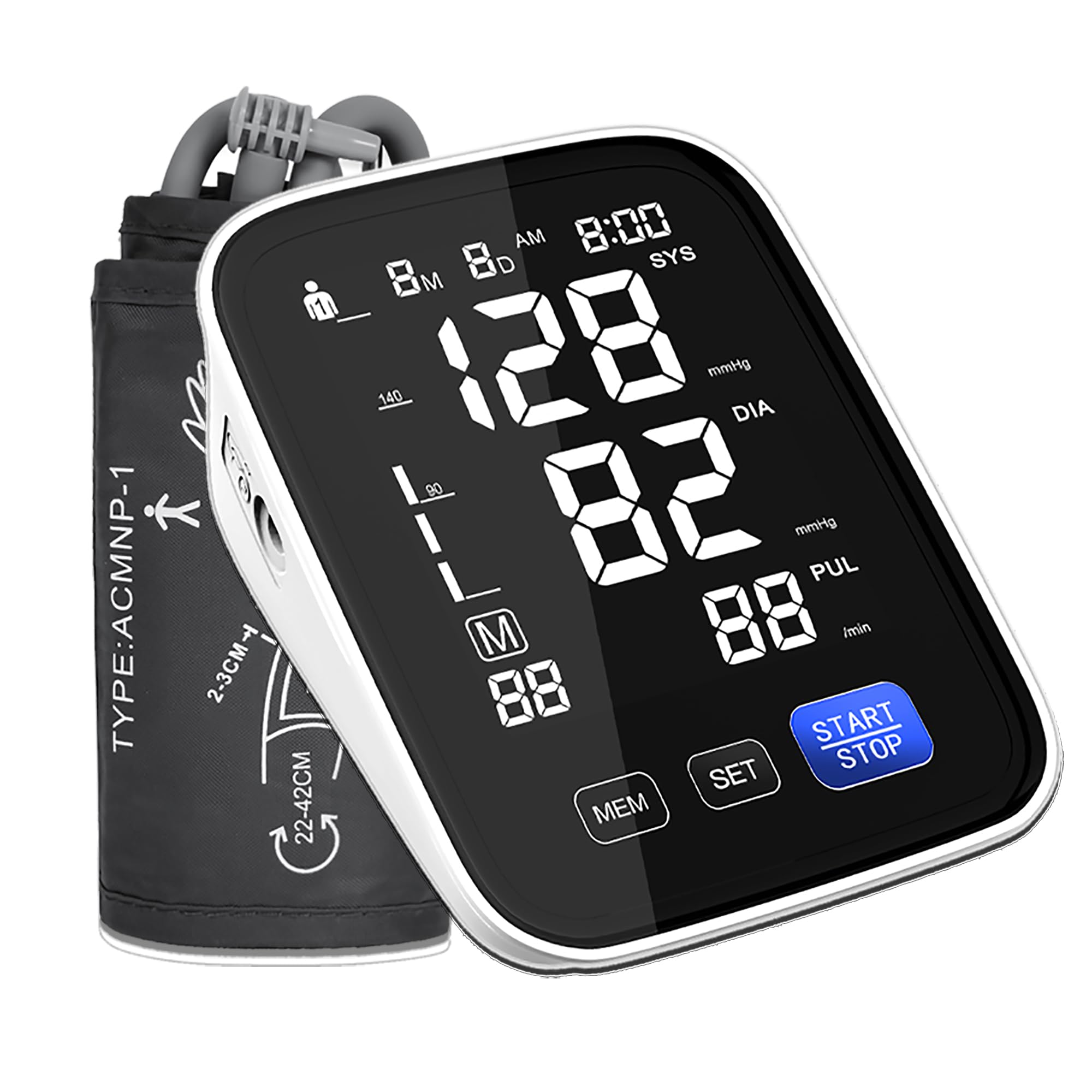 Automatic Upper Arm Blood Pressure Monitor, Dual User 2x90 Memories Digital Blood Pressure Machine with (8.5"-16.5") Cuff Size, BP Monitor with 4*AAA Batteries & DC Cable