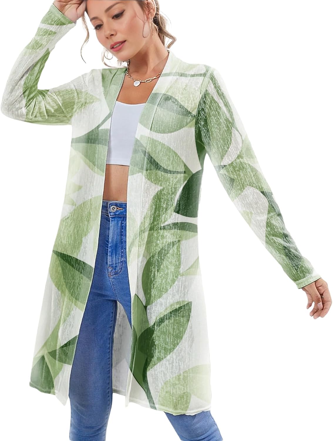 Womens Open Front Cardigan Summer Vacation Casual Trendy Vintage Print Going Out Outfits Daily Wear Versatile