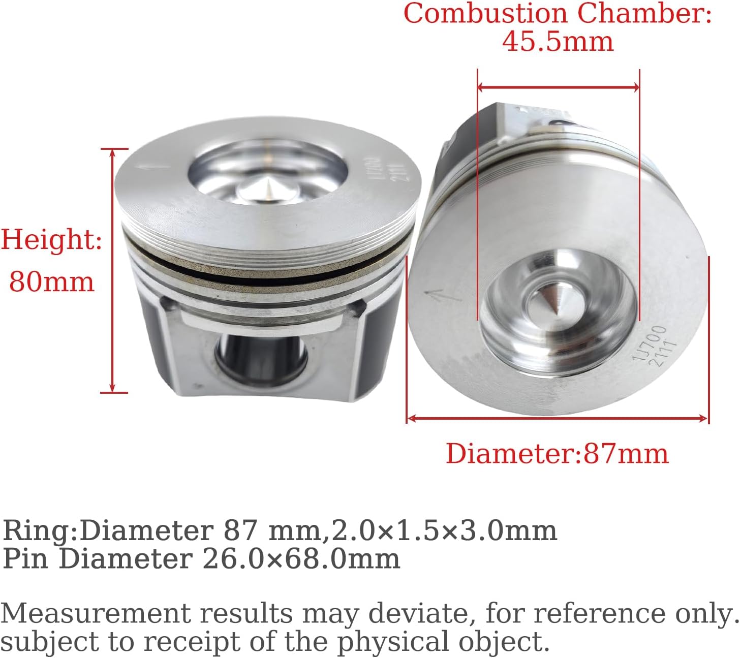 V2607 Engine Overhaul Rebuild Kit For Kubota V2607T V2607-DI V2607 Engine Piston Round Combustion Chamber 45.5mm