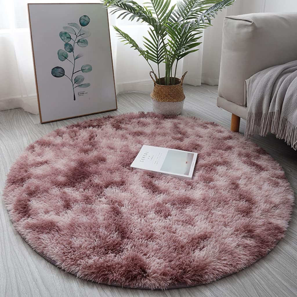 FJZFING Tappeto Rotondo In Peluche Ultra Morbido – Finta Pelliccia – Diametro 6 Cerchi – Antiscivolo Con Fondo A Grigliato – Per Camera Bambini, Soggiorno, Cameretta