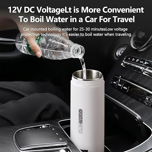 Miniatura 6 de Hervidor eléctrico de viaje de 12 V para automóvil, portátil, pequeño, pequeño, hervidor de agua, calentador de agua con 4 controles de temperatura