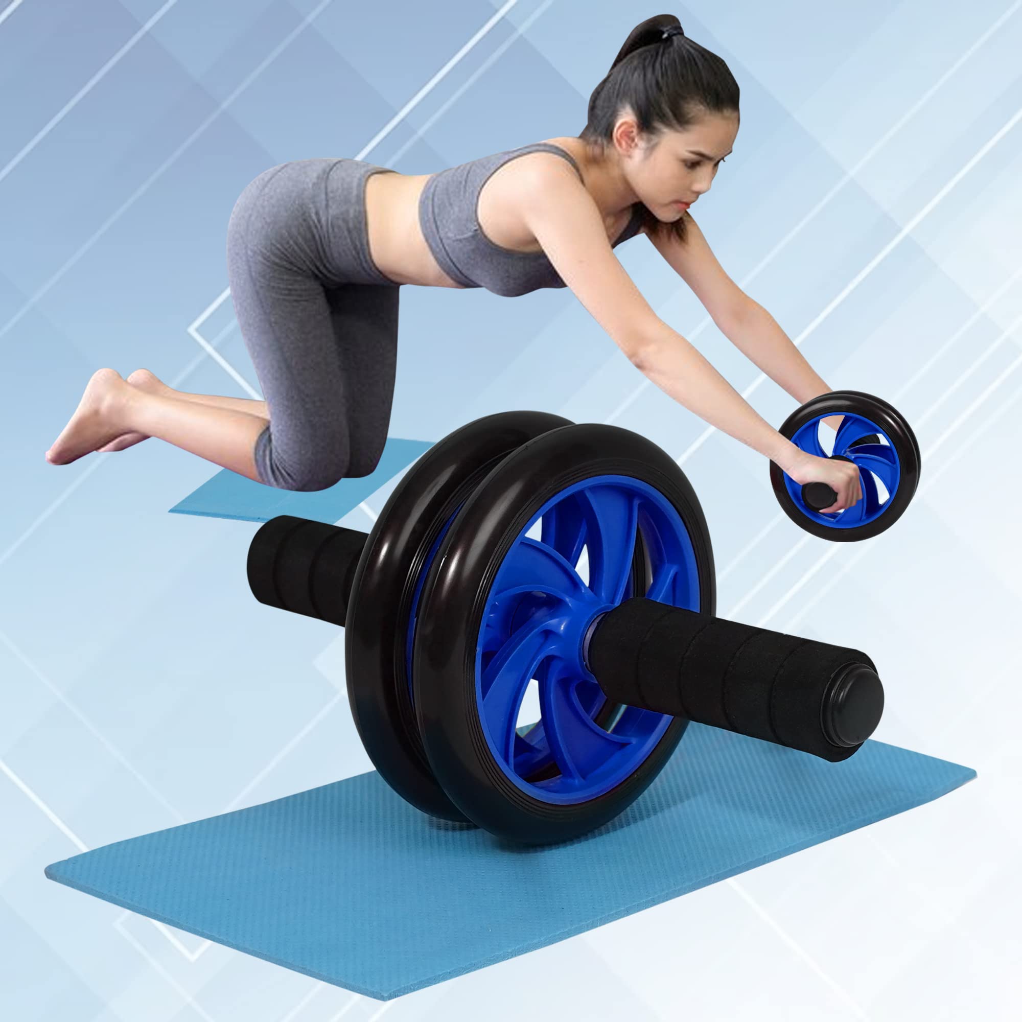 PROUT Ab Roller | Ab Exerciser | Abdominal Wheel | Ab Wheel | Ab Wheel Roller | Abs Workout Equipment for Home Workouts, Ab Roller Wheel with Thick Knee Pad (Black- Blue)-picture-10