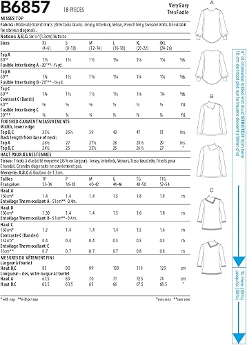 Miniatura 3 de Butterick Misses' Top - Kit de patrones de costura con código B6857, tallas XS-S-M-L-XL-XXL, multicolor