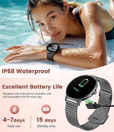 Miniatura 4 de LIGE Reloj inteligente para mujeres y hombres, 1.43 pulgadas HD AMOLED Slim Smartwatch para Android iOS, rastreador de fitness con más de 120 modos