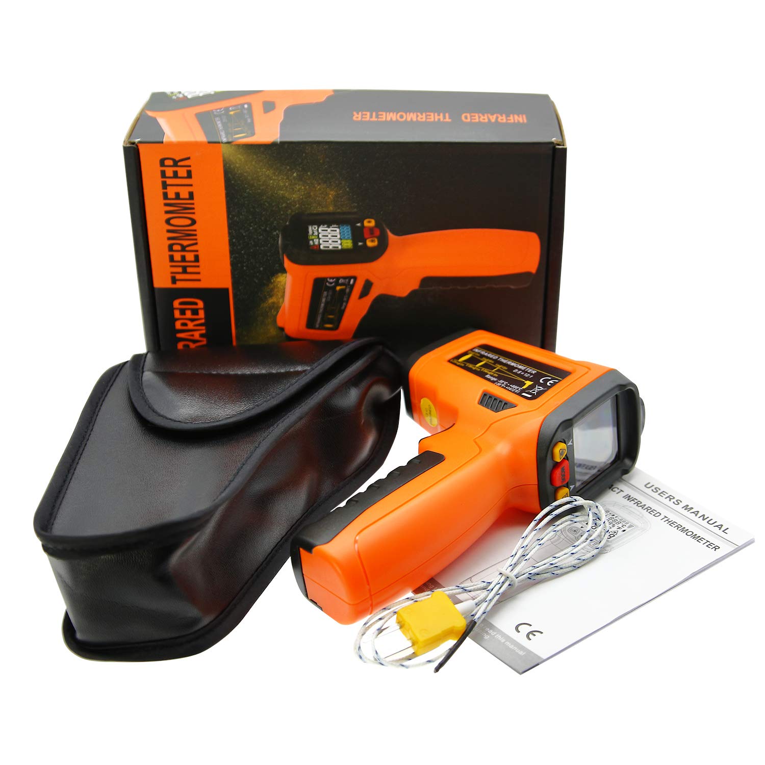 AMTAST 7 in 1 Multifunction Infrared Thermometer, Hight Temperature 1472°F, Non-Contact IR Thermometer 12:1, Cooking with K Type Sensor, Fluorescence Detection