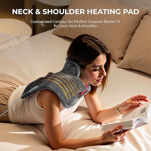 Miniatura 4 de VAAGHANM Almohadilla térmica almohadilla térmica eléctrica para cuello, hombros y espalda, almohadillas térmicas instantáneas con peso, 6 opciones