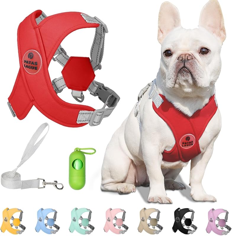 Peitoral para Cães e Gatos com Guia, Design X e Faixas Refletivas Patas Lague Vermelho L