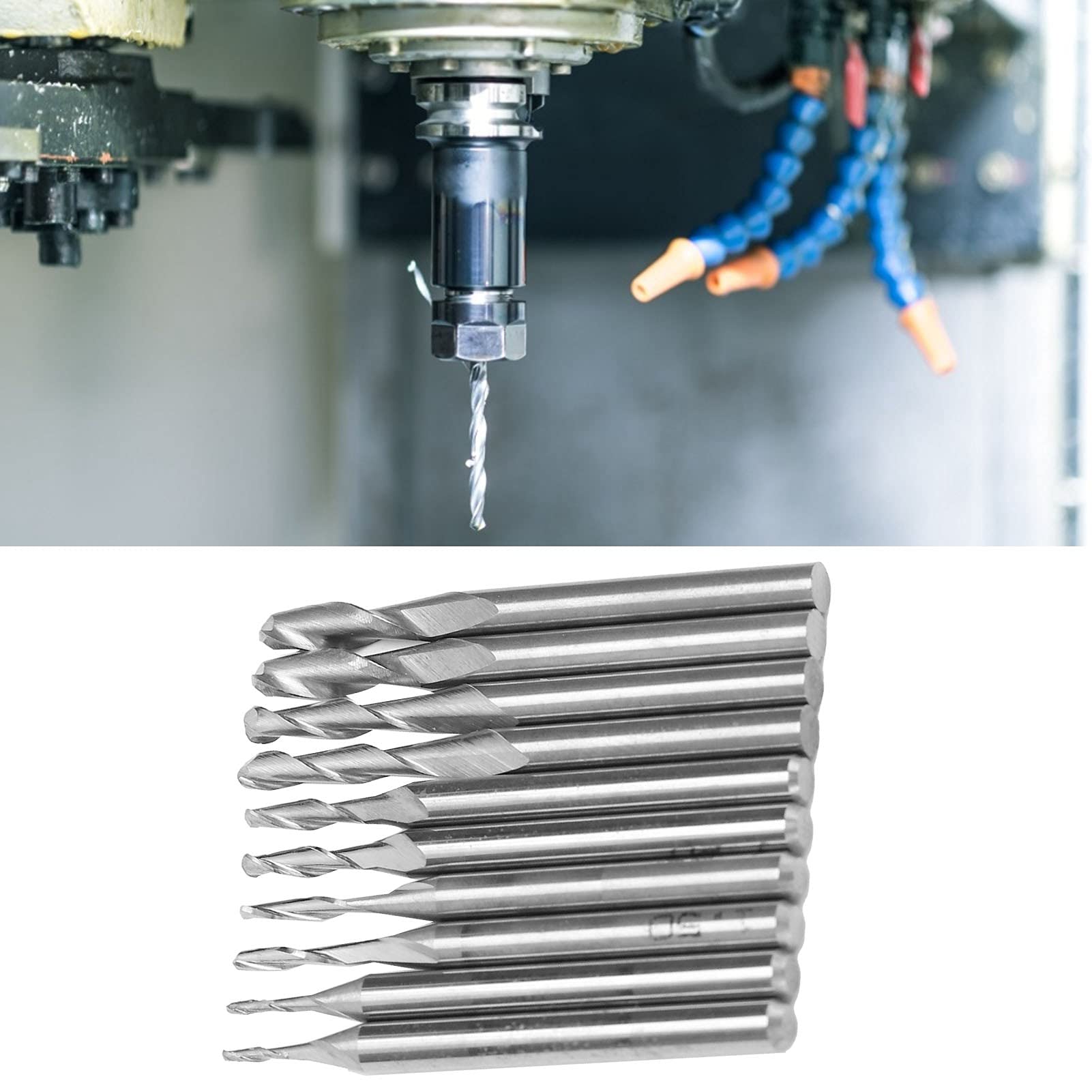 Set di 10 frese a spirale, punta per router CNC in acciaio al tungsteno con 5 misure di lame, fresa a sfera a doppia scanalatura per la lavorazione di legno, acrilico, PVC e marmo