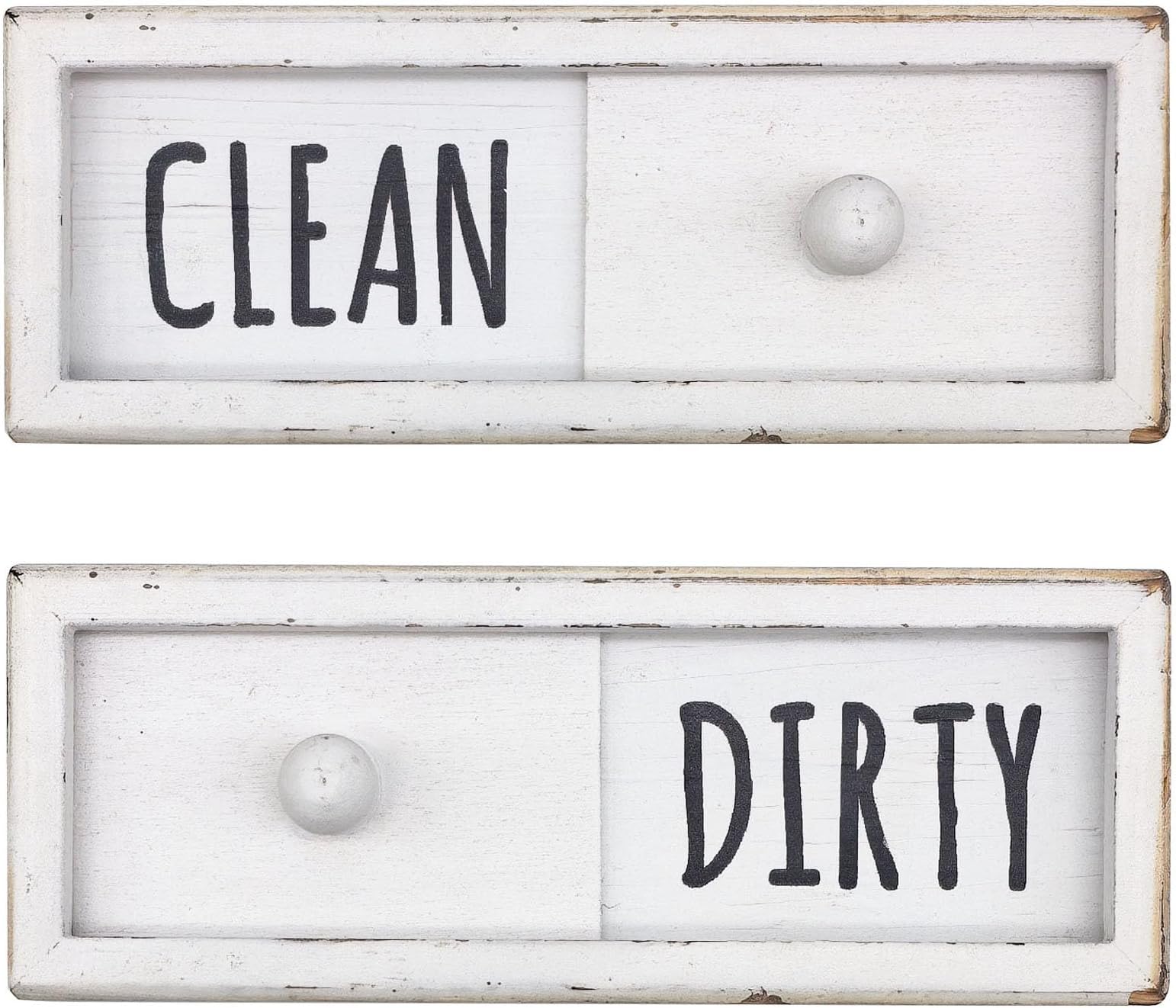 WOJOGO Dishwasher Magnet Clean Dirty Sign – Farmhouse Rustic Wood Clean Dirty Magnet Sign, Works for All Dishwashers, Dishwasher Accessories (White)
