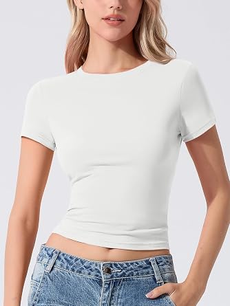 Women's Short Sleeve T-Shirt Slim Fit Soft Crew Neck Tee