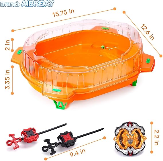 Stadium Burst Set 6 Spinning Tops 2 Launchers and 1 Arena Battling Game Toy