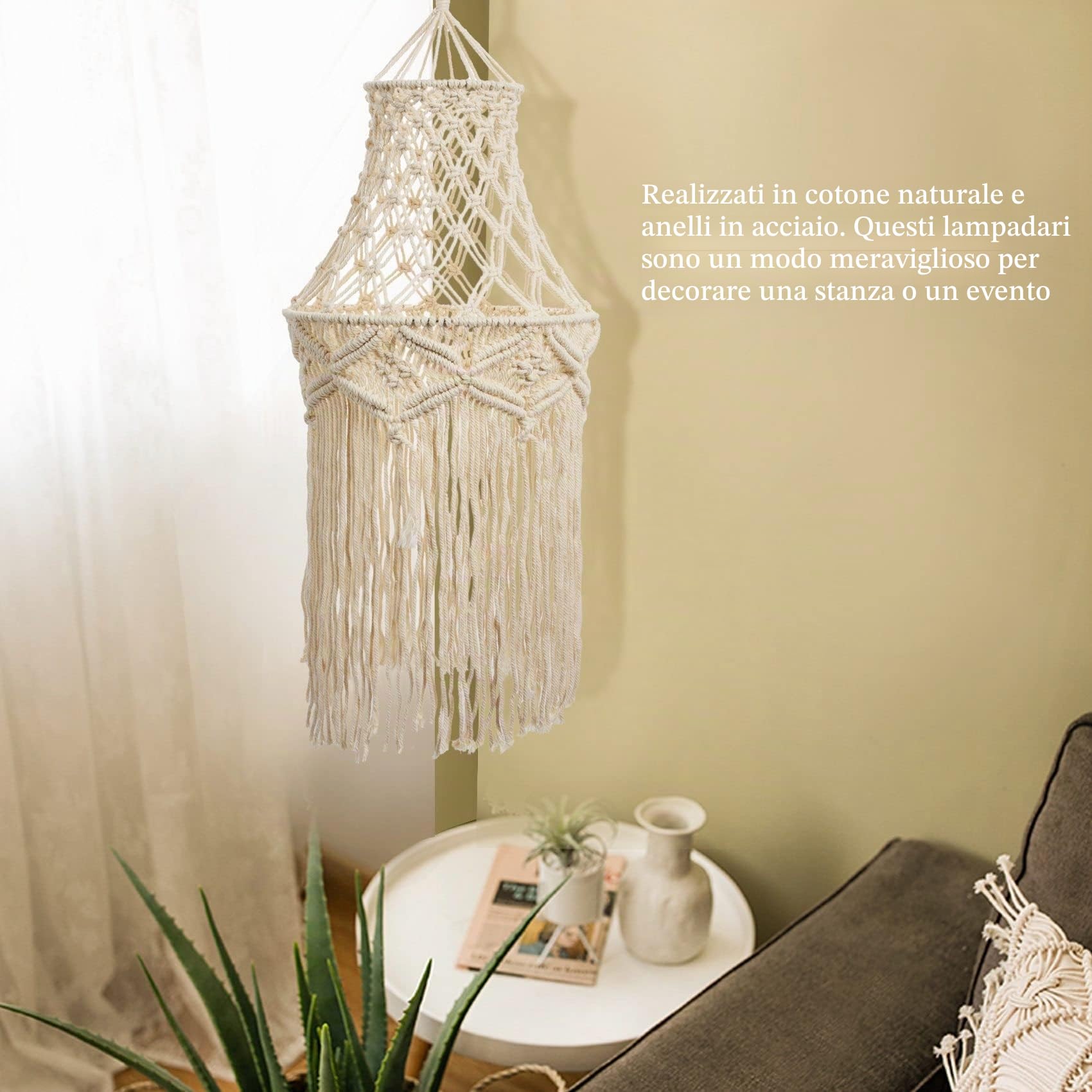 Jevina Paralume macramè a pendolo moderno per camera da letto, soggiorno, camera da letto, dormitorio bohémien