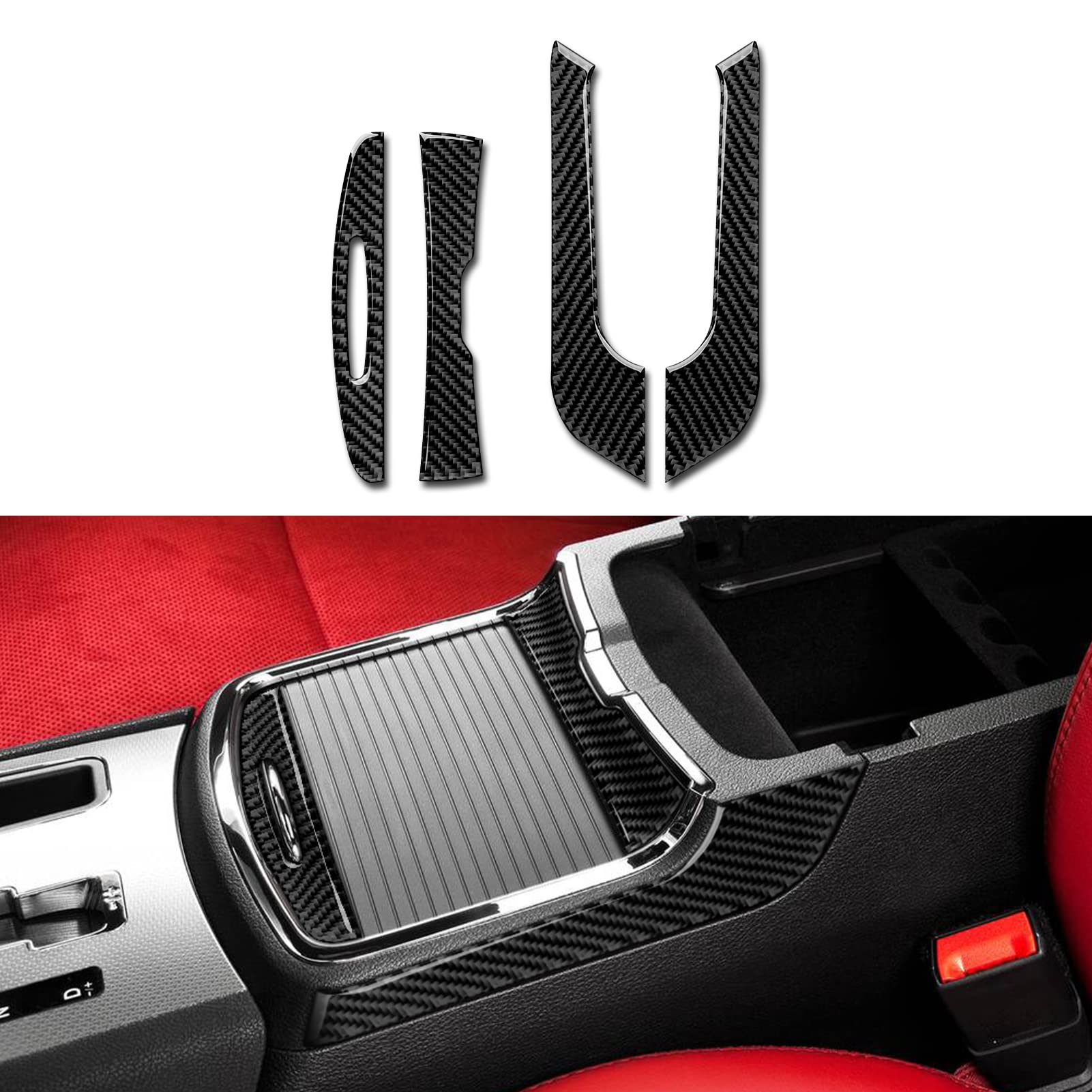 for 2011-2023 Dodge Charger / 2015-2023 Chrysler 300 Accessories Center Armrest Box Cover Decals Carbon Fiber Stickers