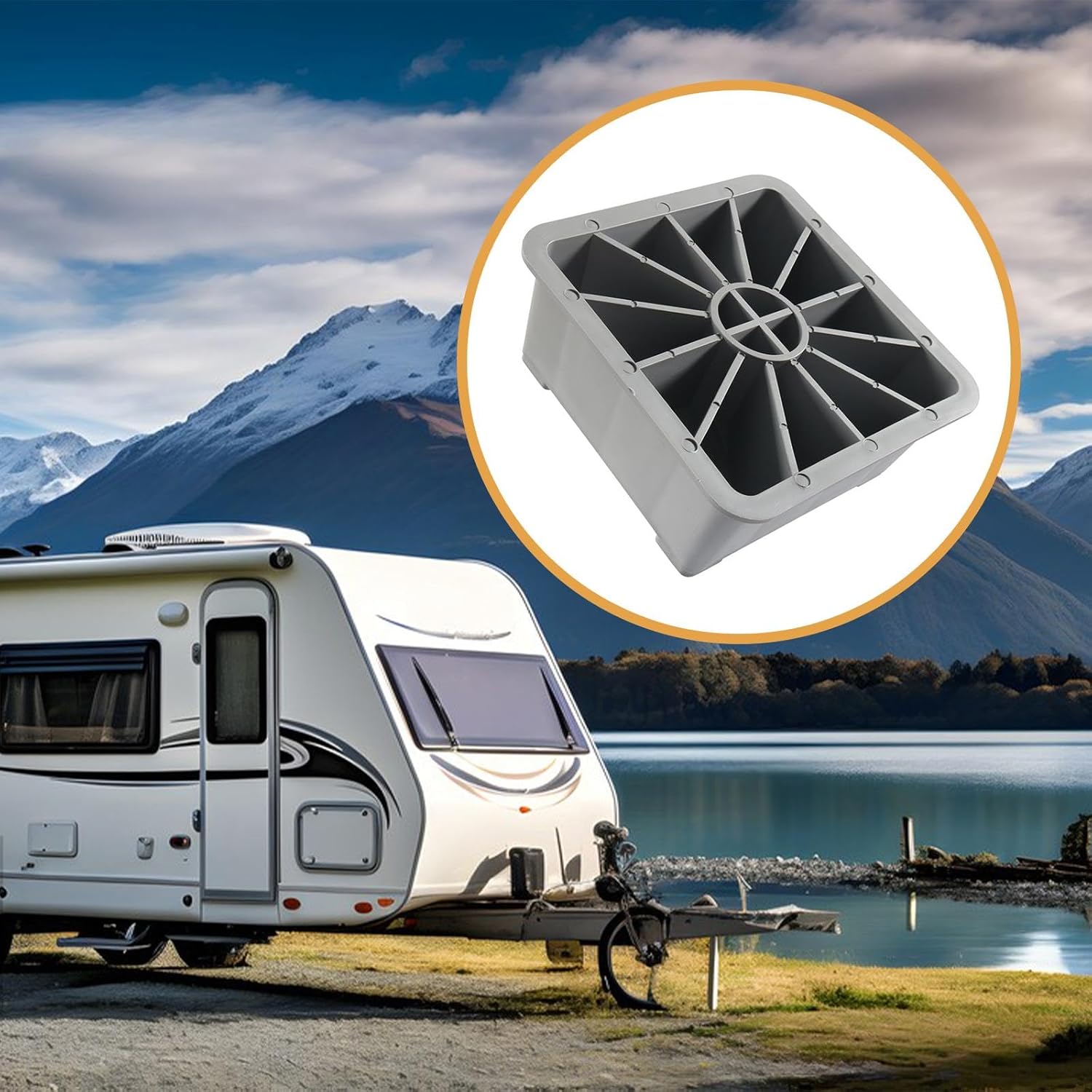 RV Jack Pad RV Leveling Blocks Motorhome Travel Trailers Support Pad Supplies Tools Square Jack Feet Campers Stabilizer Block