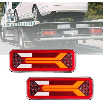LED Rear Lights Trailer 2 x Trailer Lighting 12/24 V DC Rear Lights Five Functions Waterproof Suitable for Vans Trucks Cars Motorhomes etc. 28 x 10 cm