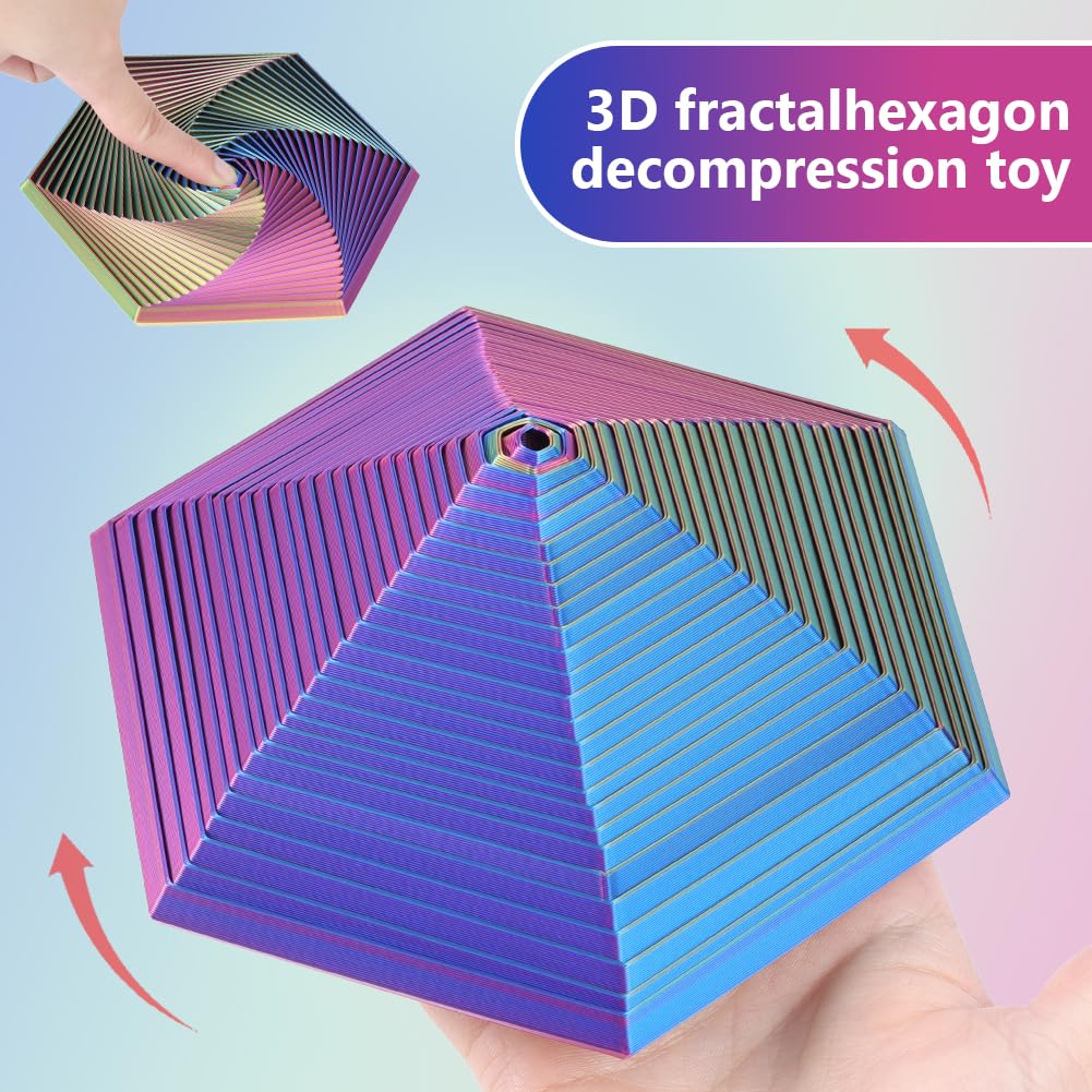 Ainiv Fractal Fidget Hexagon Toy, 3D Printing Hexagon Spiral Fidget Toys - Image 4