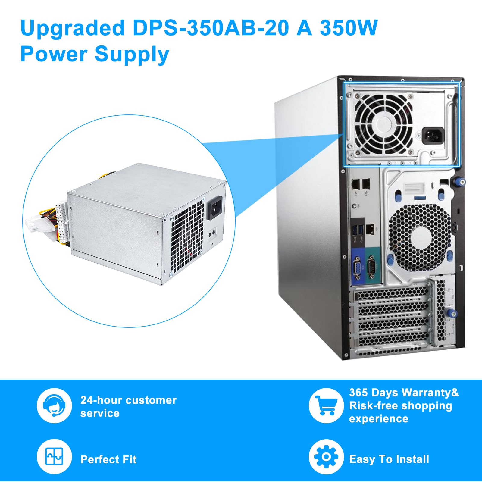 S-Union UPGRADED DPS-350AB-20A 350W ATX Netzteil PSU Kompatibel mit HP ProLiant ML310e G8 671310-001 686761-001 DPS-350AB-20A Netzteil
