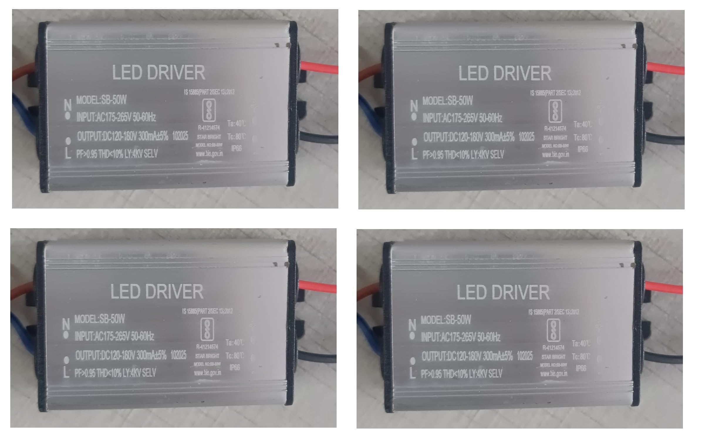 4 Quantity, 50Watts, 300mA, LED Flood Light Driver, Input: AC 165V-280V, Output: DC 120V-180V, IP-65 Waterproof, BIS Approved (Pack of 4)-image-7