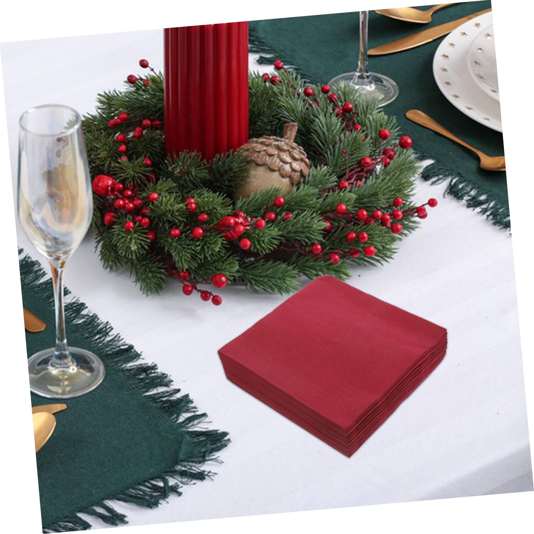 BESTYASH 50 Servilletas Desechables de Pulpa de Madera Reciclables y Absorbentes para Cocina y Bar en Color Rojo Oscuro Adecuado para Bodas y Fiestas