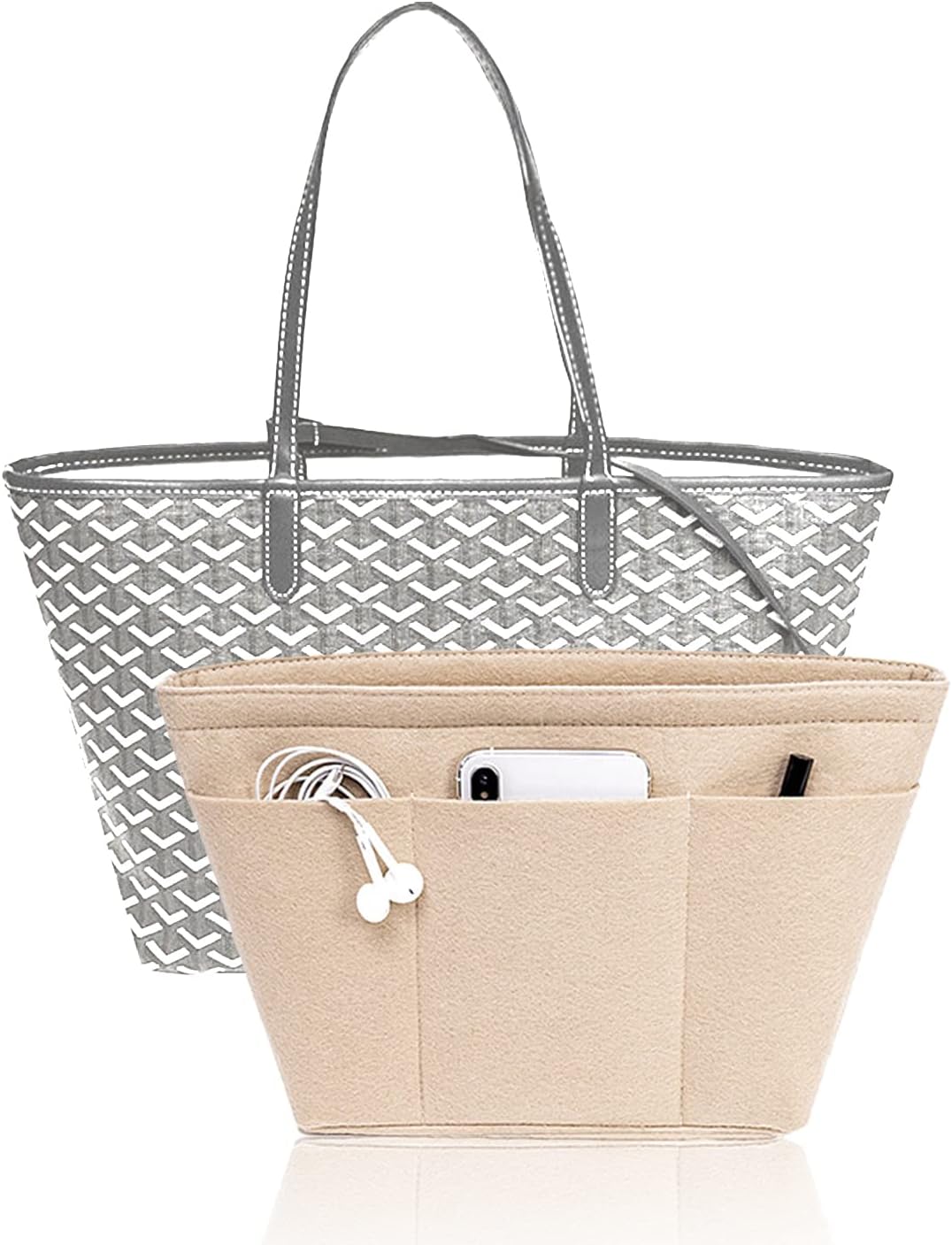 D.DUO Purse Organizer Insert, Tote bag Organizer insert,Felt Bag