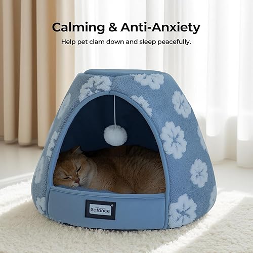 Miniatura 3 de BALANCE Cat Beds for Indoor Cats, 2-in-1 Cat Bed Cave with Anti-Slip Bottom and Ultra-Soft Plush, Cozy Cats House Tent for Kittens and Small Dogs,