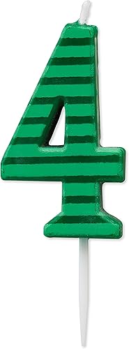 Papyrus Vela de cumpleaños número 4, rayas verdes (1 unidad)