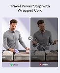 Travel Power Strip with USB C, ORICO 4 Outlets 3 USB Ports (1 USB C) with 4FT Wrapped Short Extension Cord Small Power Strip, Non Surge Protector for Travel, Cruise Ship, Purple