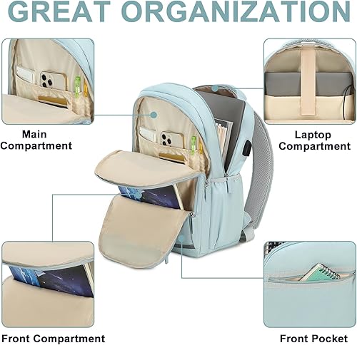 Miniatura 4 de BLUBOON Mochila para mujer de 15.6 pulgadas, mochila para la escuela universitaria, mochila floral para niñas, mochila para viajes de negocios con