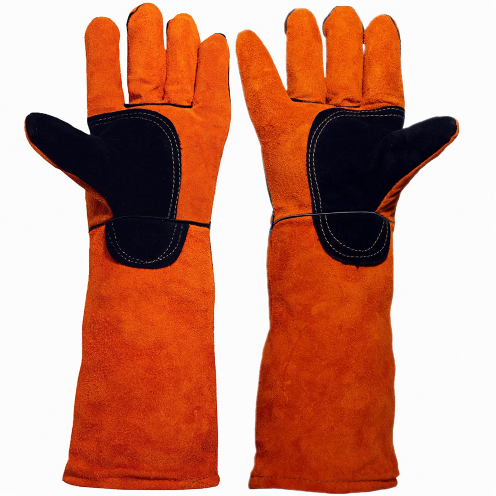 GOTOONE Bite Proof Glove Welding Gloves (1 Pair) 17.5 inches Leather Reinforced for Gardening Work Animal Handling Dog Cat Scratch (Brown)