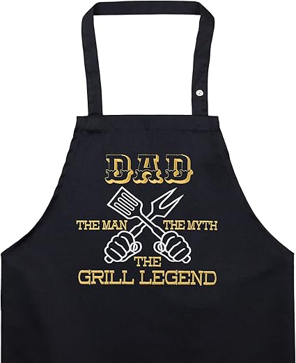 EXPRESS-STICKEREI Schort PAPA Grill / Kok - Kookschort met modern design BBQ Schort voor Mannen / Dames Schort Verstelbaar met Zak - Chef koken Keukenschort Heren Slabbetje Schort Vaderdag Cadeau, Ich