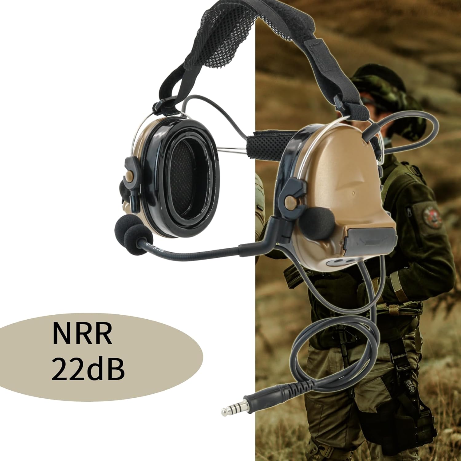 Tactical Headset with Noise Reduction/Communication Function+U94 PTT Gel Earpad Neckband Headband for Airsoft Shooting Sports - Image 3