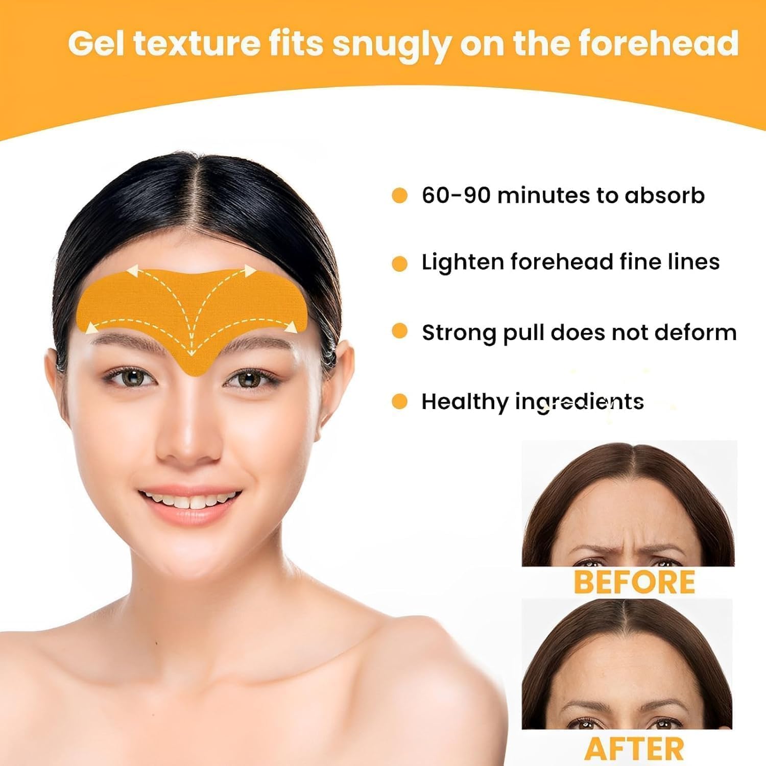 AshNix 10 Pcs Forehead Wrinkle Patch Anti-Wrinkle Forehead Pads - Smooth Face Mask With Hydrolysed Collagen Face Treatment Multipurpose Anti-Aging Forehead Mask For Men & Women (10 Pcs) 2