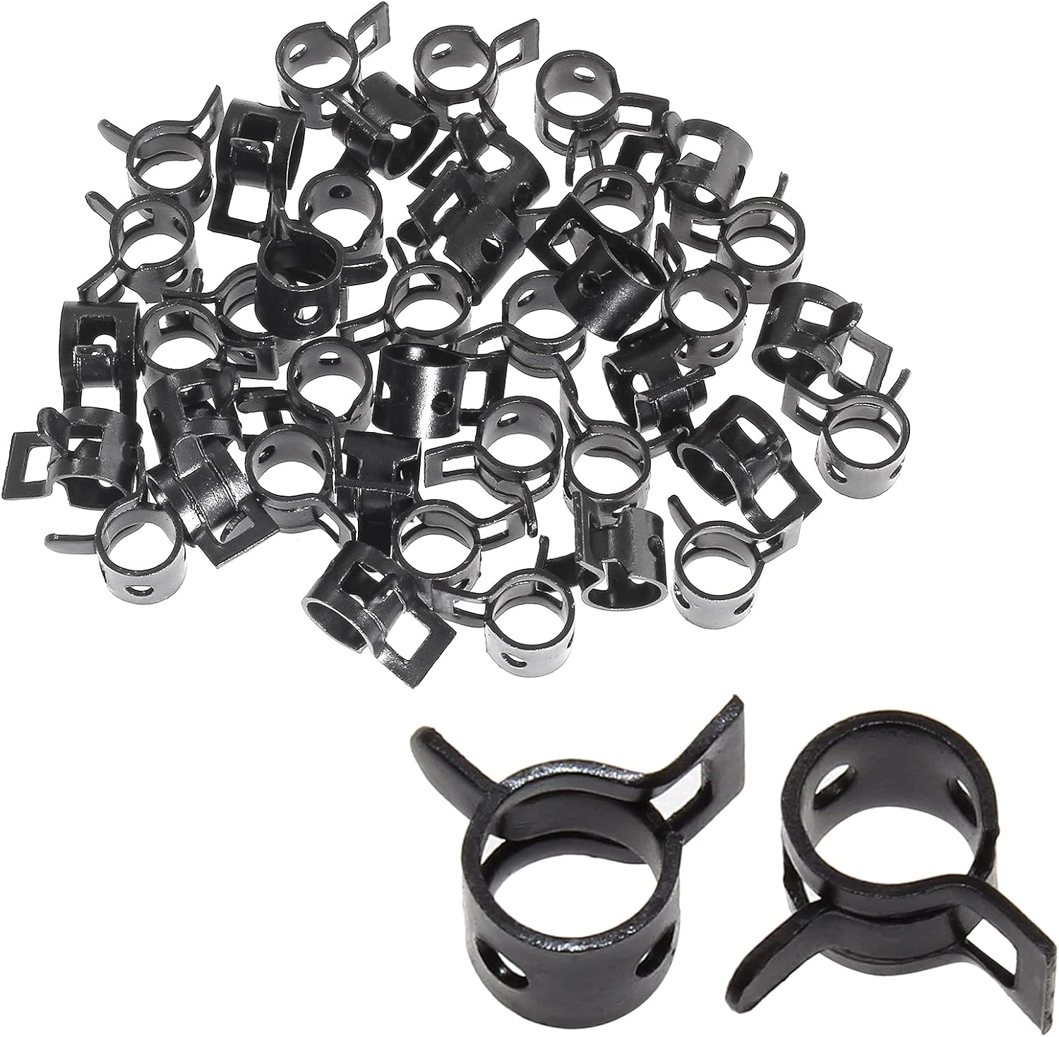 Rierdge 40 Pcs 1/4 ID Spring Band Type Clamps, 6mm Fuel