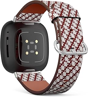 CJBROES Replacement Leather Watch Band, Compatible with Fitbit Versa 3 and Fitbit Sense of Wristband Bracelet Accessory - Beautifull Batik Indonesian