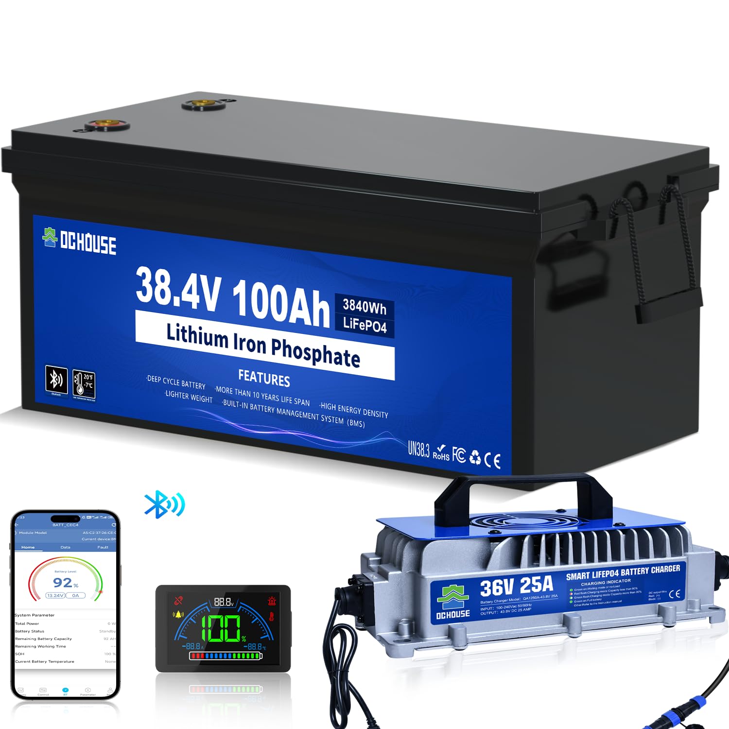 DC HOUSE 36V 100Ah Lithium Golf Cart Battery