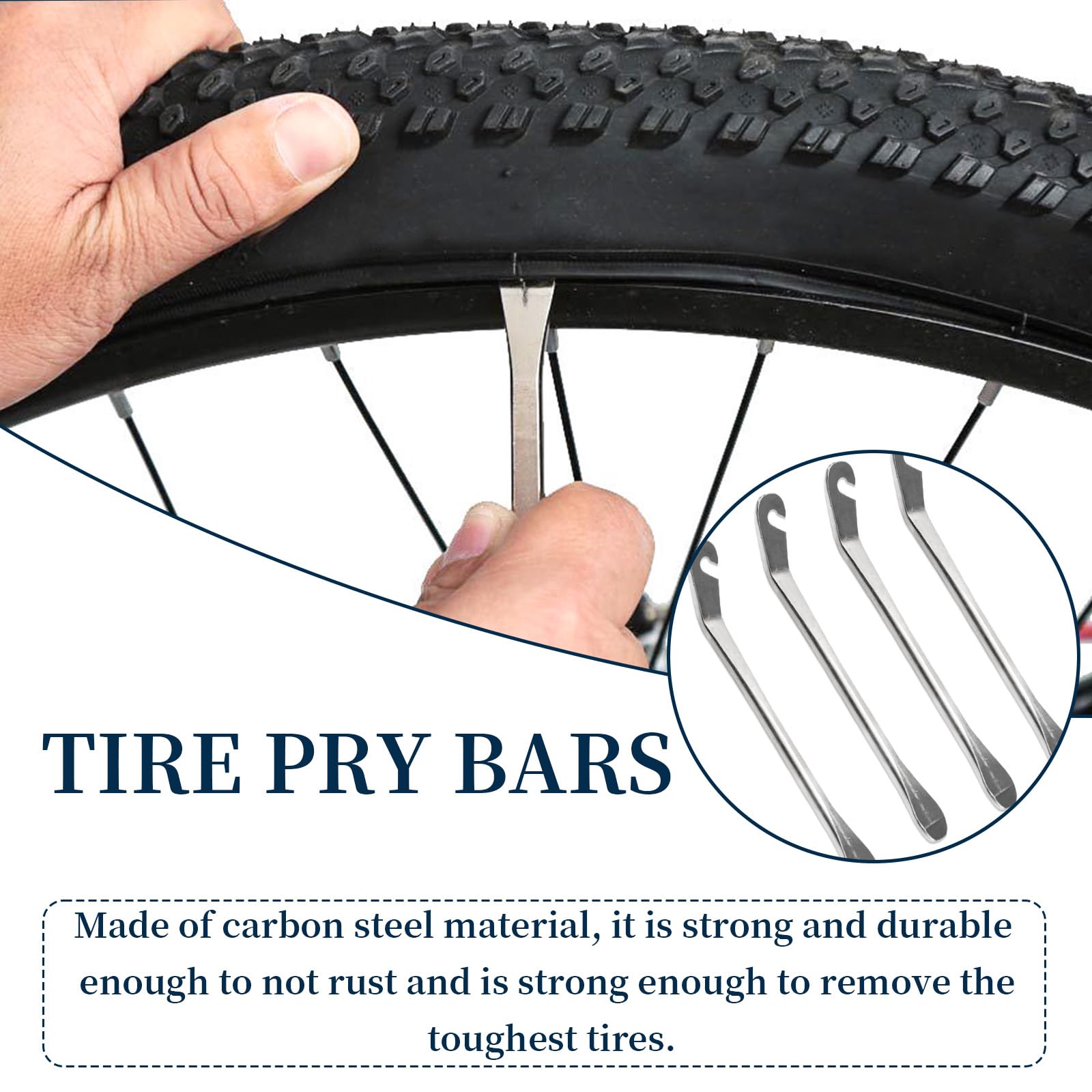 Huakaile Bike Tire Levers Tyre Spoon Stainless Steel Changing Tool for Changing Road & Mountain Bike Tubes Premium Bicycle Accessories with Hook Repair Tire Tool (4 - Image 4