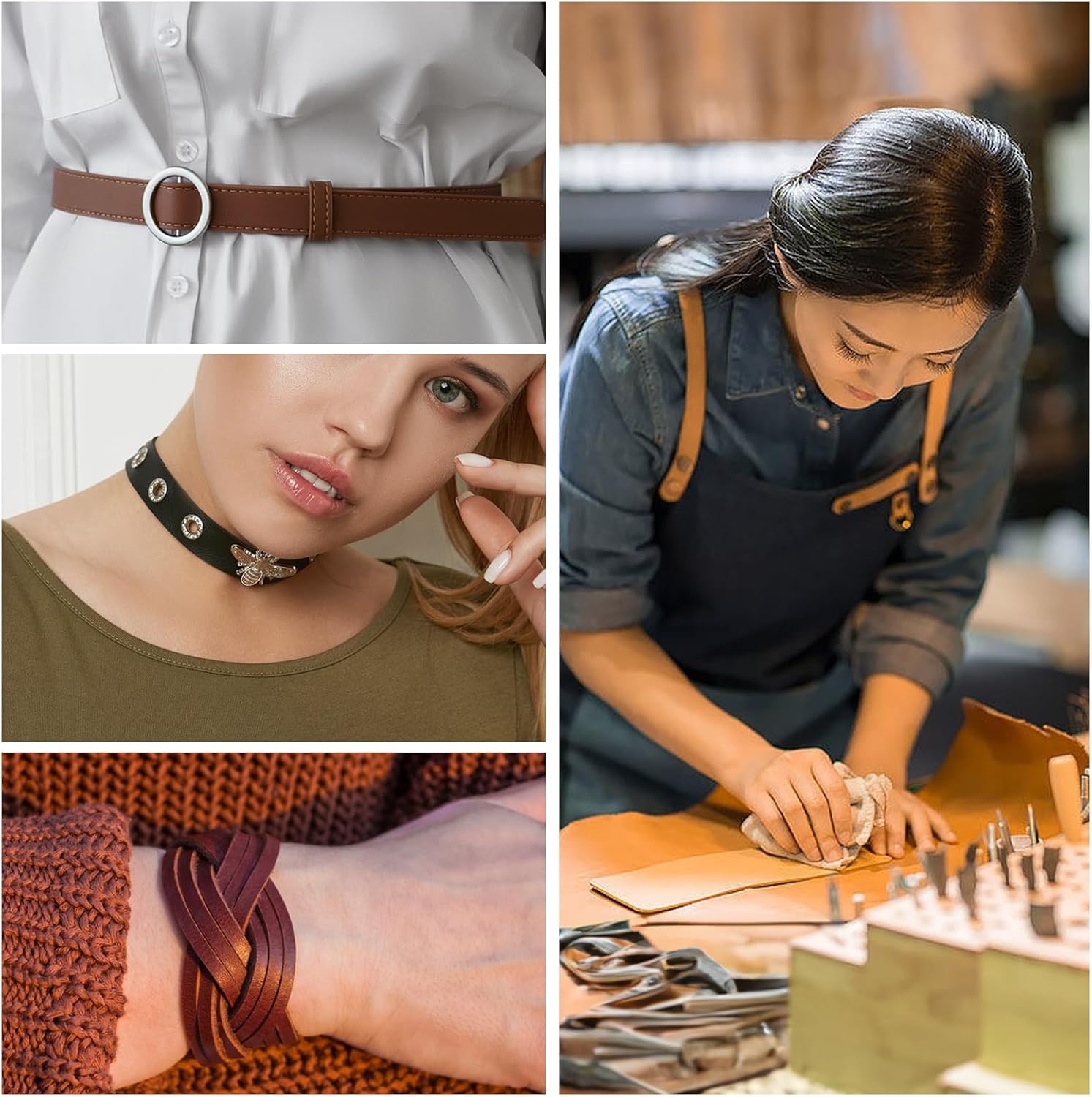 Double Sided Faux Leather Strips - Soft Smooth Leather Strap Very Suitable for DIY Leather Craft Projects, 1 Inch Wide 72 Inches Long, 1.8mm Thickness - Brown - Image 6