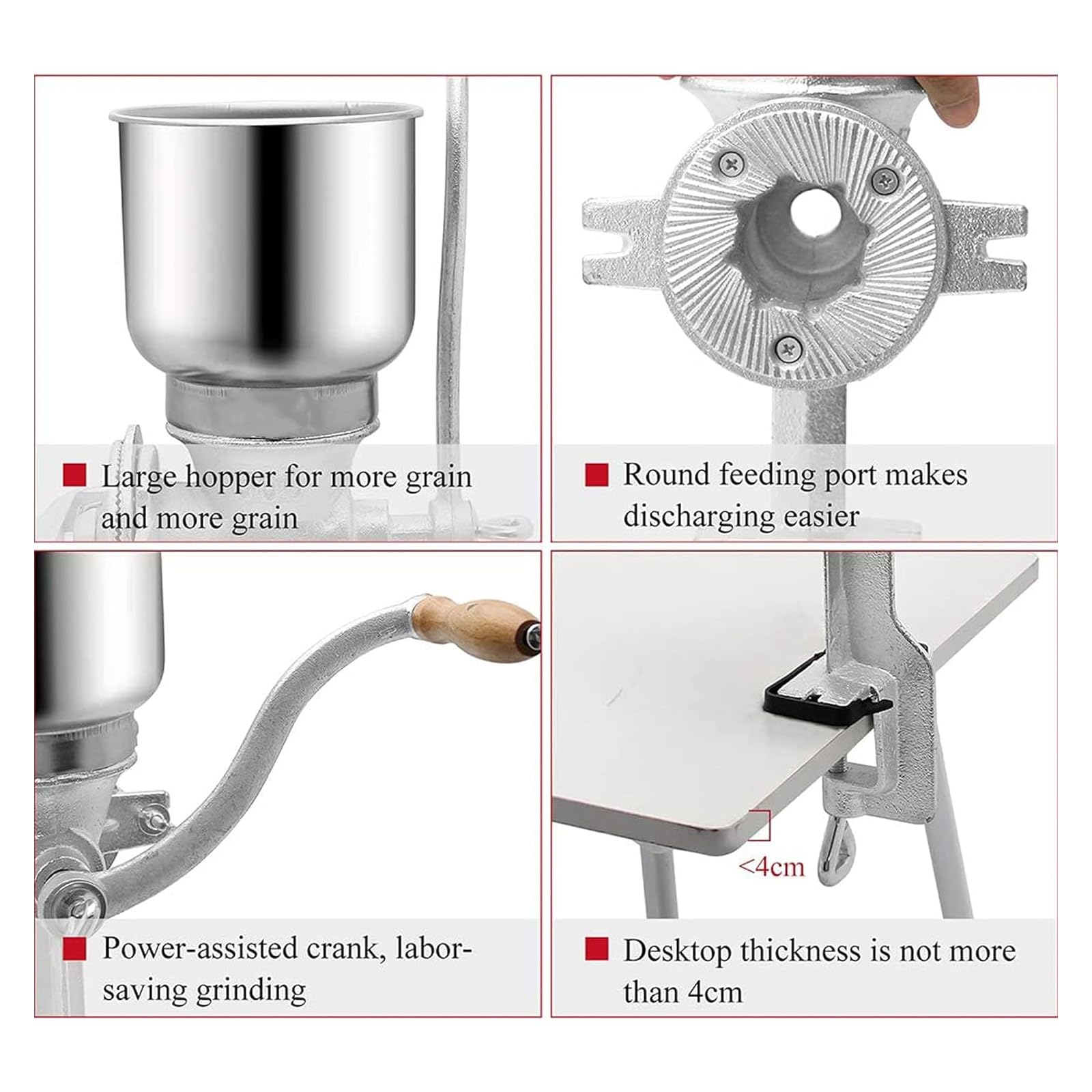 Broyeur À Grains Manuel, Broyeur Électrique, Machine À Poudre En Acier Inoxydable Avec Grande Trémie, Épices, Céréales, Assaisonnements, Grains De Café