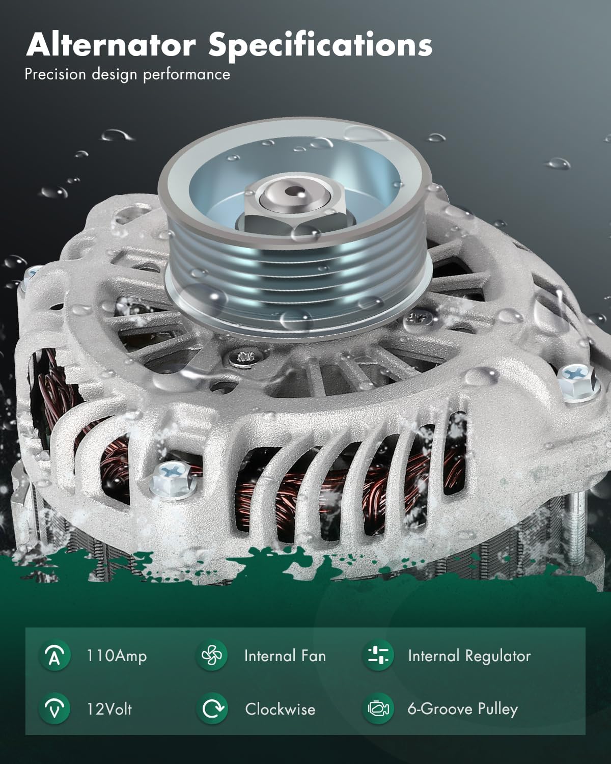 SCITOO Alternator 11051 Fit For 2003-2008 For Infiniti FX35 2003-2006 For Infiniti G35 2003-2006 350Z 2003-2004 Pathfinder 12V 110Amp CW 6-Groove Pulley 11051 AMT0178 A3TB4291 400-48055 23100-AM610