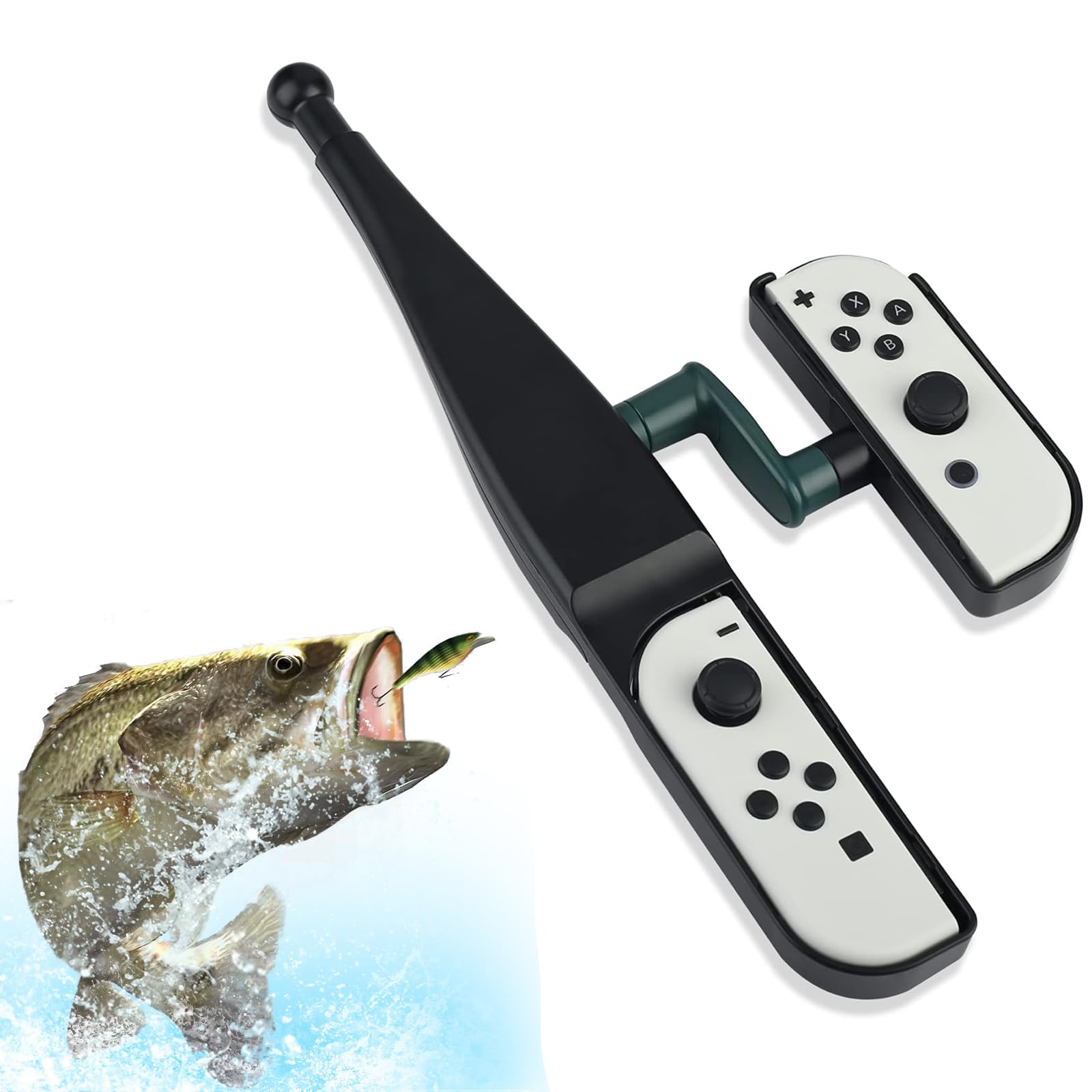 MAKINGTEC Fishing Rod for Nintendo Switch & Switch OLED Joy Con, Game Handle Grip Controller Accessories Compatible with for Bass Pro Shops: The Strike Championship Edition, Enhance Gaming Experience