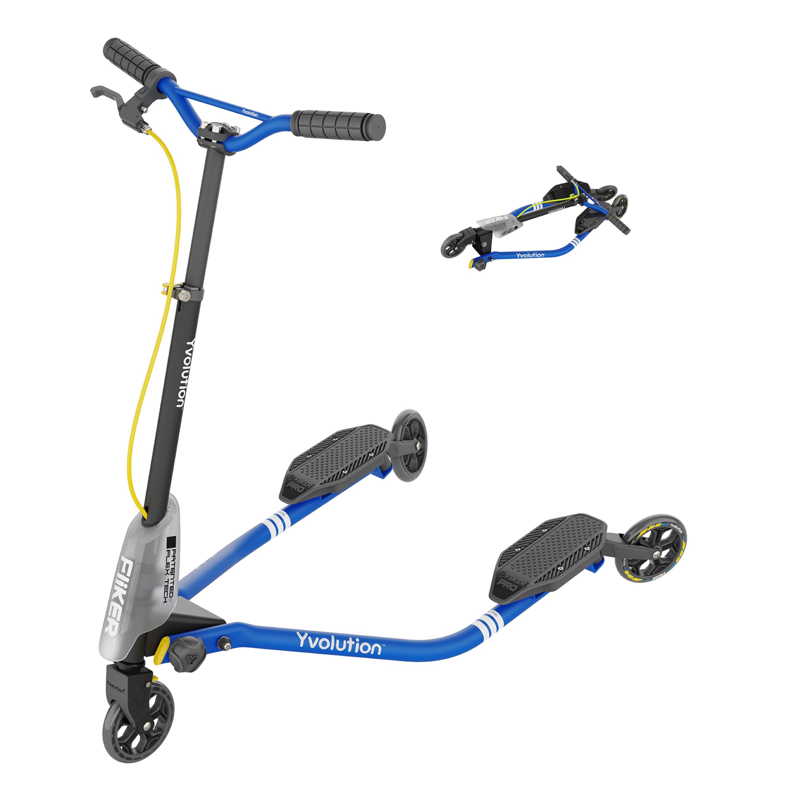 Yvolution Scooter Fliker Pro Kids Drift preto/amarelo, guidão