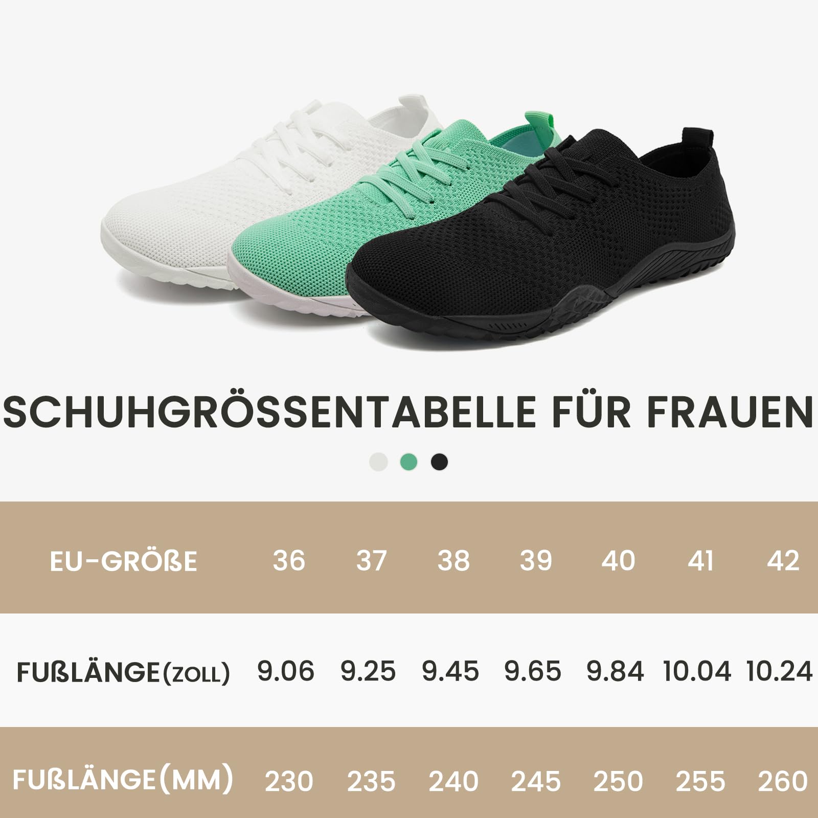 Barfussschuhe Damen Weich Turnschuhe Hallenschuhe Atmungsaktiv Laufschuhe Trainlaufschuhe Bequem Sportschuhe Barfußschuhe Fitnessstudio rutschfest