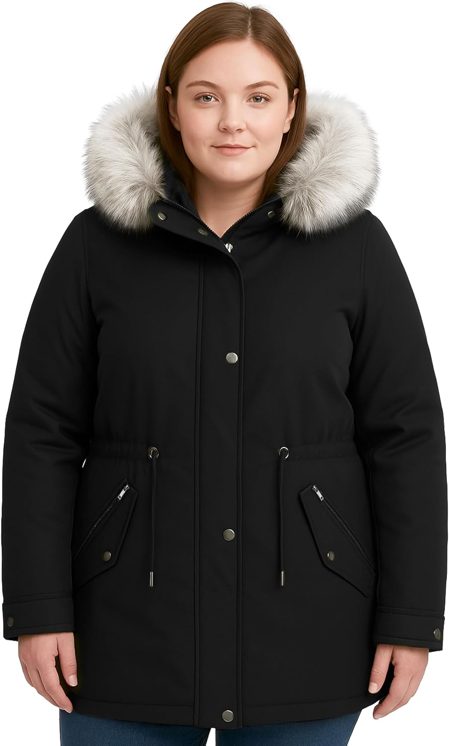 Soularge Women's Plus Size Winter Insulated Parka Coat with Faux Fur Hood - Image 2