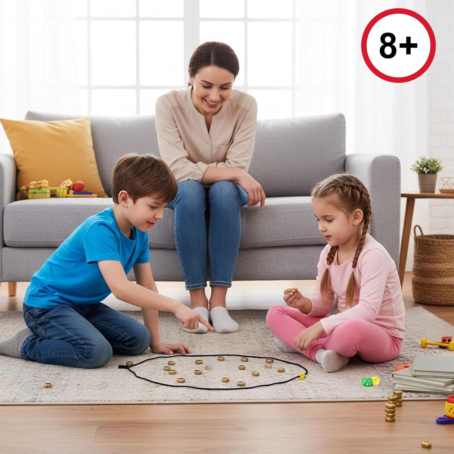 Magnetic Chess Game, Magnet Game with String for 2 or 4 Players，40 Magnetic Rocks and Chess Board Mat, Fun Magnetic Chess Set Family Games for Kids and Adults Indoor Outdoor Games Travel Camping Party - Image 2