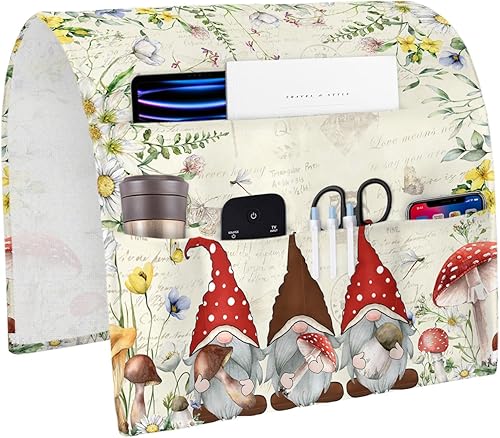 Miniatura 7 de Organizador de reposabrazos para sofá, organizador de mesita de noche, soporte antideslizante para control remoto, gnomos, flores silvestres,